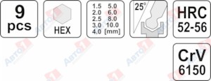 Yt 0505 Nabor Klyuchej Hex 6 Gr G Obraznyh Srednih L 74 174 Mm S Sharom 9 Pr 1 5 2 2 5 3 4 5 Kupit V Avto1 Avtozapchasti