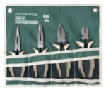 ROCK FORCE RF-5046C Набор шарнирно-губцевого инструмента 4пр. 7"-180мм(бокорезы, плоскогубцы, утконосы прямые/изогнутые), на полотне