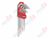 YATO YT-0512_Набор ключей TORX Г-образных длинных (L=78-222 мм) с отверстием 9 пр: Т10, Т15, Т20, Т25, Т2