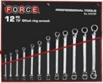 Force 51213P Набор ключей накидных, отогнутых на 75грд. 12пр. (6х7, 8х9. 10х11, 12х13, 14х15, 16х17, 18х19, 20х22, 21х23, 24х27, 25х28, 30х32мм) на полотне
