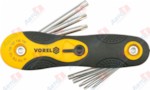 VOREL 56507_Набор ключей 8 в 1, TORX, 8 пр: T9, T10, T15, T20, T25, T27, T30, T40 на фиксаторе, пластикова