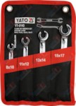 YATO YT-0143_Набор ключей разрезных 4 пр: 8х10, 11х12, 13х14, 15х17, на полотне